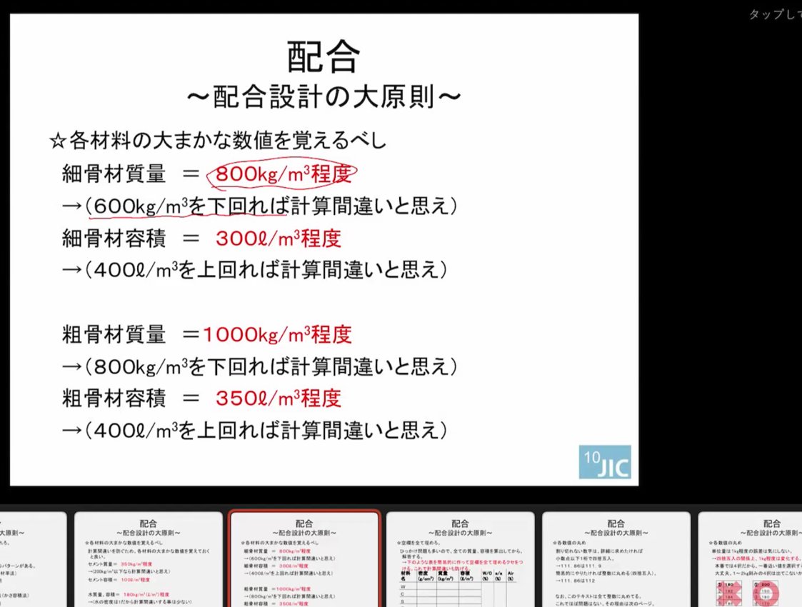 試験直前講習③重要部分深掘り(配合設計・製造品質管理検査)の教材画面
